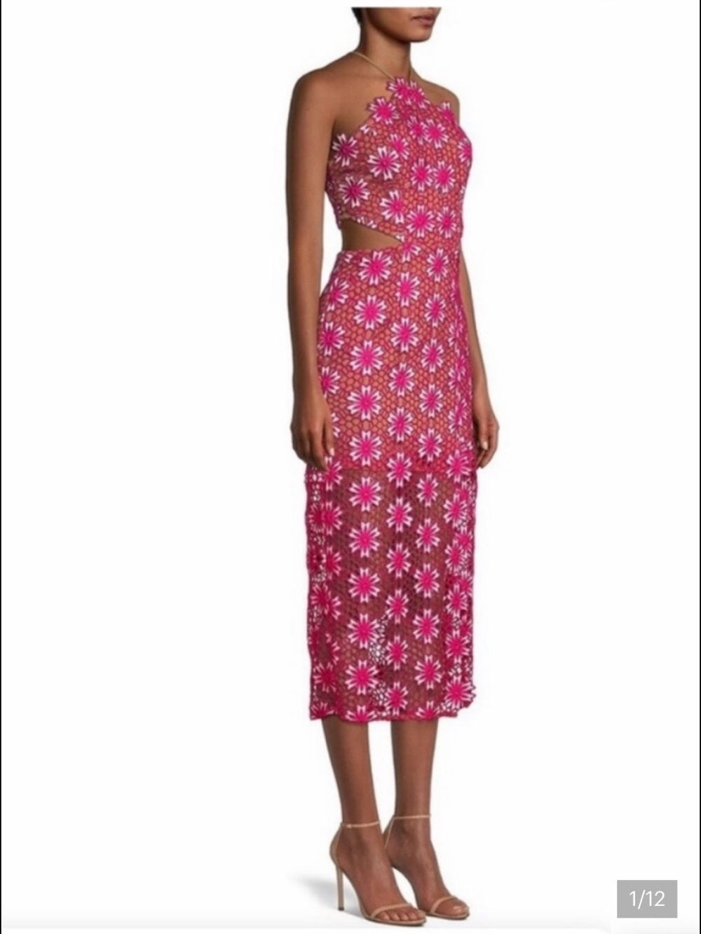 Elliatt Fuchsia Floral Halter Midi Dress